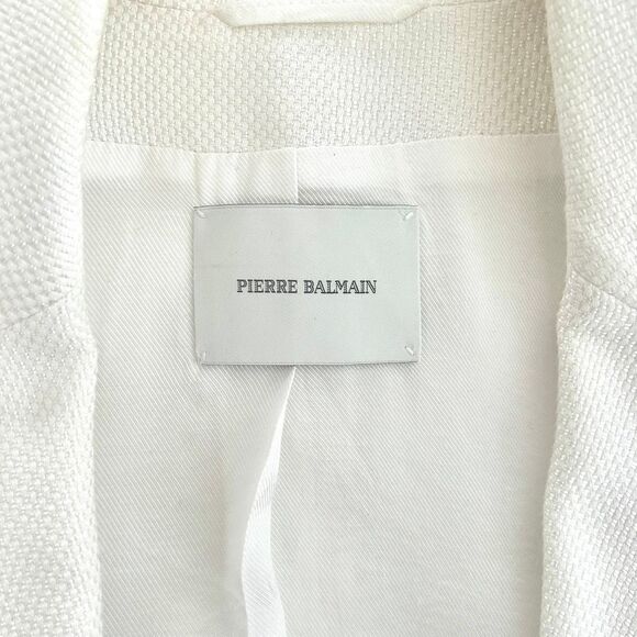 Pierre Balmain White Structured Peak-Lapel Blazer XS US2, FR36 - Picture 4 of 5